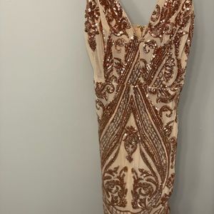 Rose Gold Fashion Nova midi dress